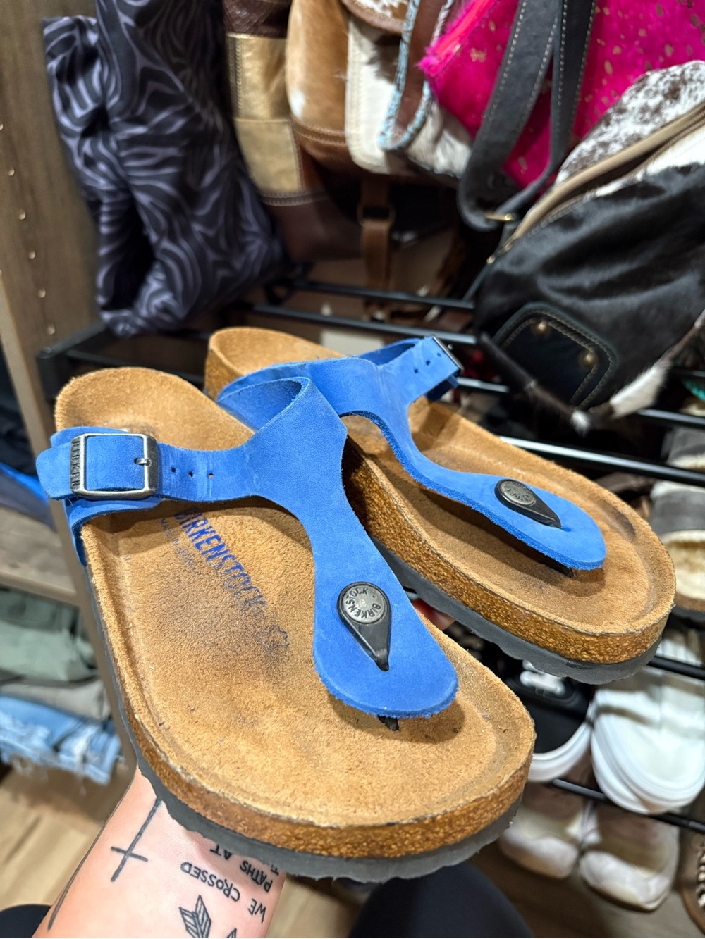 Birkenstock Royal Blue Suede Gizeh Thong Sandals